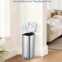 8 Gallon Trash Can, Stainless Steel Kitchen Garbage Can with Soft Close Lid and Removable Plastic Inner Bucket, Step On Metal Trash Bin, Square, Fingerprint Resistant, Silver