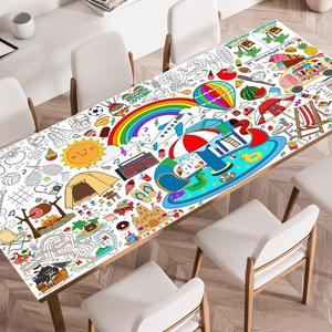 SPERINGEEN Summer Tablecloth Decorations, Coloring Games Kids Summer Activities Crafts Poster Pages Banner Table Cover Party Favors for Family or Classroom School Party Decor