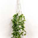Comtelek 2 Packs Fake Hanging Plant with Pots for Home Decor Artificial Hanging Basket Plants Macrame Plant Hanger with Faux Vines Greenery for Bedroom Bathroom Room Wall Boho Decor Indoor Outdoor