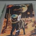 Ijeroain Black Space Cats Wall Art Funny Cat Wall Decor Pictures Cat astronaut painting artwork Cosmic planet Whimsical Print for Boys and Girls Room Bedroom home decoration 12x16in Canvas