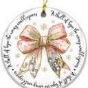 2 x Nativity Ornament 2025  A Thrill of Hope The Weary World Rejoices  Religious Ceramic Christmas Ornament with Pink Bow and Holy Family Artwork, Inspirational Faith Holiday Dcor & Gift