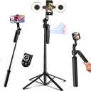 Auto Face Tracking Tripod for iPhone with Light 70.9 Selfie Stick Tripod Stand Follows Your Movement 360Phone Camera Tripod with Wireless Remote for Content Creator Vlog Live Stream Video Recording