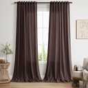Coffee Brown Extra Long Linen Curtains 120 Inch for Living Room Set Rod Pocket Back Tab Light Filtering Semi Sheer Drapes Privacy High Ceiling Drapes Farmhouse for Dinner Room 52x120,2 Panels