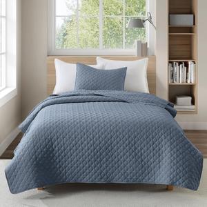 HORIMOTE HOME Quilt Twin Size Dusty Blue, Lightweight Quilt for Summer Ultra-Soft Microfiber Modern Style Quilted Clouds Pattern Bedspread Quit Set 2 Pieces (1 Quilt and 1 Pillow Sham) 68x86 inches