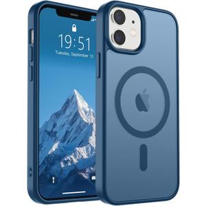SUPFINE Magnetic for iPhone 12 Case/iPhone 12 Pro Case (Compatible with MagSafe)(Military Grade Drop Protection) Slim Translucent Matte Shockproof with Anti-Fingerprint Phone Case,Deep Blue