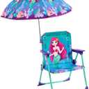 WERNNSAI Kids Beach Chair with Umbrella, Toddler Outdoor Folding Camping Chair with Sun Shade for Beach Pool Travel Picnic (Mermaid)