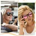 HAOLOTA Fit Over Glasses Sunglasses for Women, Large Polarized Driving Sunglasses Trendy Cat Eye UV400 Protection