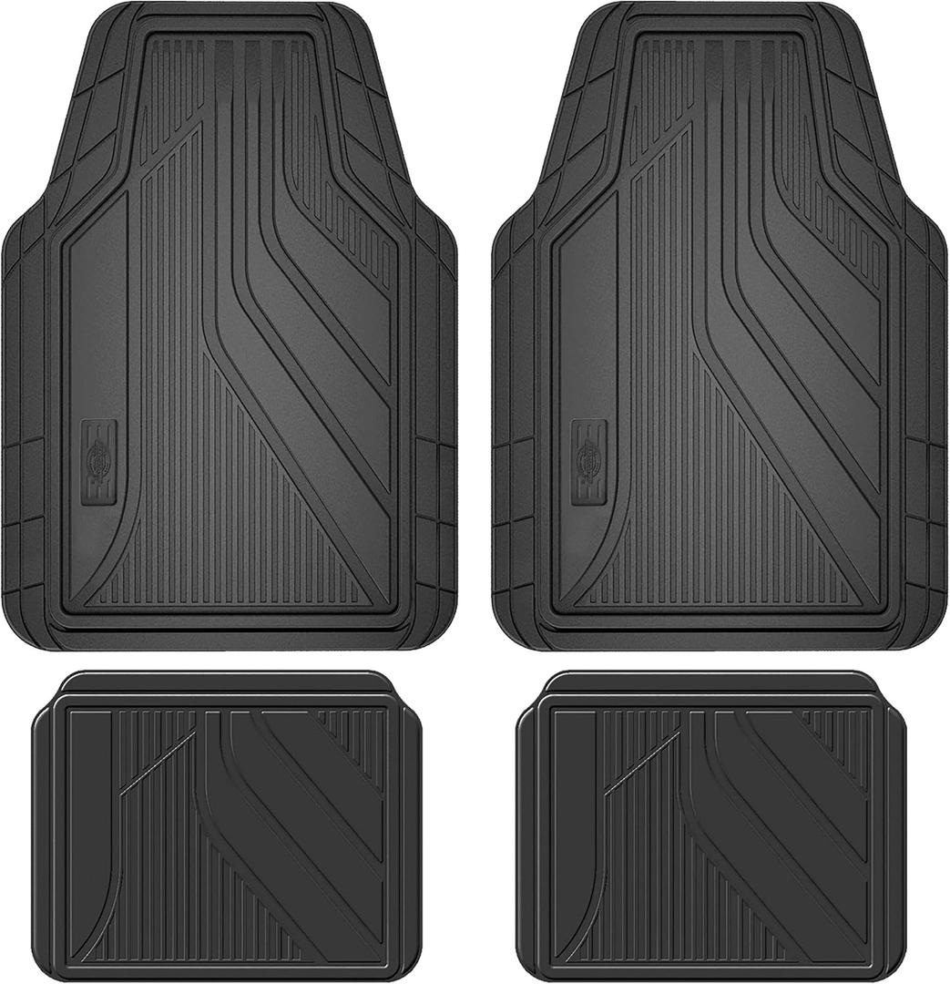 Dickies 4-Piece All-Weather Floor Mats, Trim-to-Fit Mats for Cars, Trucks, SUVs  Black