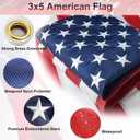 American Flag with Pole Kit - 5ft Heavy Duty Non-Tangle Flag Pole Holder for Outside House,3X5 Embroidered US Flag,Dual Bracket for Hanging Banners,Garden Flags,Grommets, for Front Porch,Outdoork