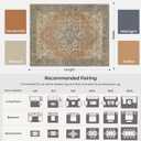 Kokia 8x10 Washable Area Rugs Terracotta with Vintage Orient Design, Soft Rug for Living Room or Bedroom, Non-Slip Low Pile Stain Resistance Features, Distressed Medallion Pattern