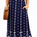 Supnier Women's Summer Maxi Dress Casual V-Neck Sleeveless Bohemian Spaghetti Strap Floral Long Maxi Dress with Pockets (Blue, S)