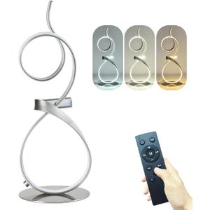 Sand Nickel 21inch 20W 2700LM Modern Bedside Table with Lamp Luxury LED Table Lamps 3 Color Touch Dimmer for Living Room with Remote Control