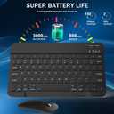 Rechargeable Bluetooth Keyboard and Mouse Combo, Universal Ultra-Slim Wireless Keyboard Mouse Set for Android Windows iPad iPhone Samsung Tablet Portable Compact Keyboard Set (Black)