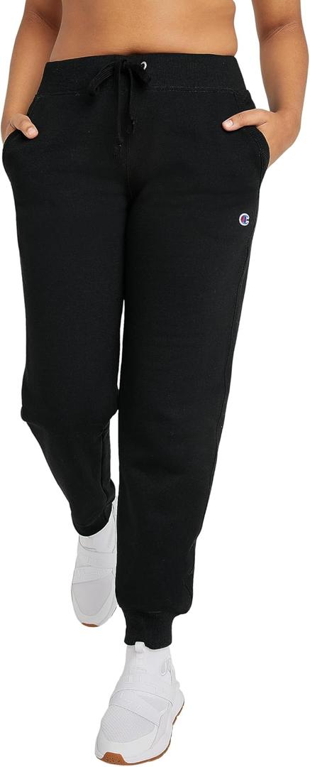 Champion, Powerblend, Fleece Joggers, Sweatpants for Women, 29" (Reg. or Plus), Black, X-Large