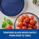 Anchor Hocking SnugFitTM Round Food Storage Containers with Lids (4-Piece, 7-cup, Navy Blue, oven-safe), Large