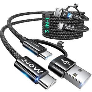 LISEN 240W USB C to USB C Cable 3.3FT 2Pack - Fast Charging for iPhone 16 Plus Pro Max, iWatch, AirPods, MacBook, iPad Pro