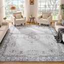 Istana Stylish Foldable Stain Resistant Rug 10x14 - Grey/Gold - Boho Washable Area Rug