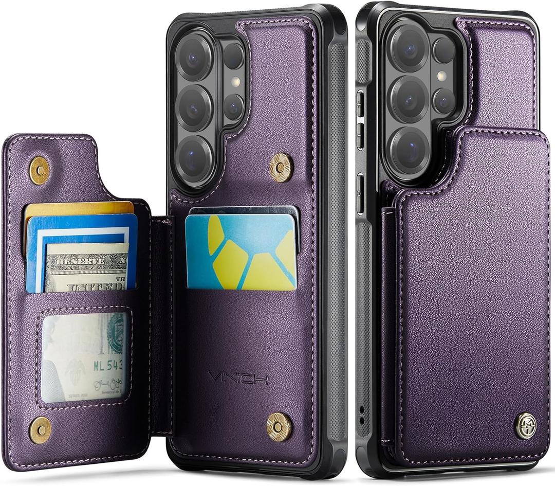 Vinich for Samsung Galaxy S26 Ultra Wallet Case with Card Holder, RFID Blocking Credit Slots Kickstand Shockproof Phone Cover for Women Men, Purple