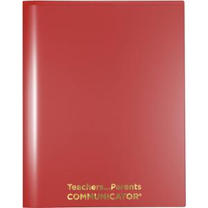 Nicky's Folder English Communicator, Parent-Teacher Folder, Patented Tear-Resistant, Flexible Plastic, 2 Inside Pockets, 2 Exterior Sleeves, Letter Size Paper, Single Color (24 Pack) (Red)