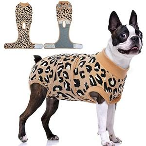 FUAMEY Recovery Suit for Dogs After Surgery,Soft Breathable Dog Bodysuit E-Collar & Cone Alternative Surgical Suit,Male Female Dog Neuter Spay Suits Anti Licking Wounds Onesie Brown Leopard L