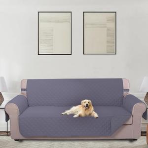 U-NICE HOME Reversible Sofa Cover Couch Cover for Dogs with Elastic Straps Water Resistant Furniture Protector for Pets Couch Cover for 3 Cushion Couch, (Sofa, Dark Grey/Dark Grey)