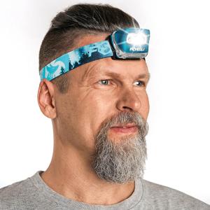 Foxelli LED Headlamp Flashlight for Adults & Kids, Running, Camping, Hiking Head Lamp with White & Red Light, Comfortable Headband, Lightweight & Waterproof, 3 AAA Batteries (Forest)