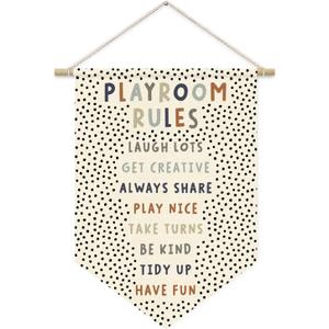 Playroom Decor, Playroom Rules Wall Hanging Pennant Flag Banner, Boy Nursery Decor, Boho Classroom Decor Baby Nursery Room Banner