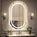 24"X36" Oval LED Bathroom Mirror with Lights, Frameless Vanity LED Mirror for Bathroom with Beveled Edge, Backlit Anti-Fog, Dimmable, 3 Colors, Memory Function, Tempered Glass, Shatter-Proof