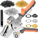 Grommet Tool kit, 3/8 Inch Heavy Duty Eyelets Pliers with 300 pcs 10mm Metal Grommet Set (Gold, Black, Silver) for Tarps, Fabric, Leather, Tents, Vinyl, Canvas