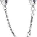 MULA 925 Sterling Silver Safety Chain for Charms Bracelets Dangle Pendants Beads Cute Cat Moon Flower Jewelry Charms for Women (Heart)