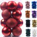 Emopeak 16Pcs Christmas Balls Ornaments for Xmas Tree - 3.15 Inch Large Shatterproof Christmas Tree Decorations Hanging Ball for Holiday Wedding Party Decoration Red