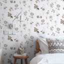 Ismoon Floral Peel and Stick Wallpaper Boho White/Grey Contact Paper Removable Stick on Wall Paper Self Adhesive Vinyl Wallpaper for Living Room Shelf Renter Friendly 17.3x393in