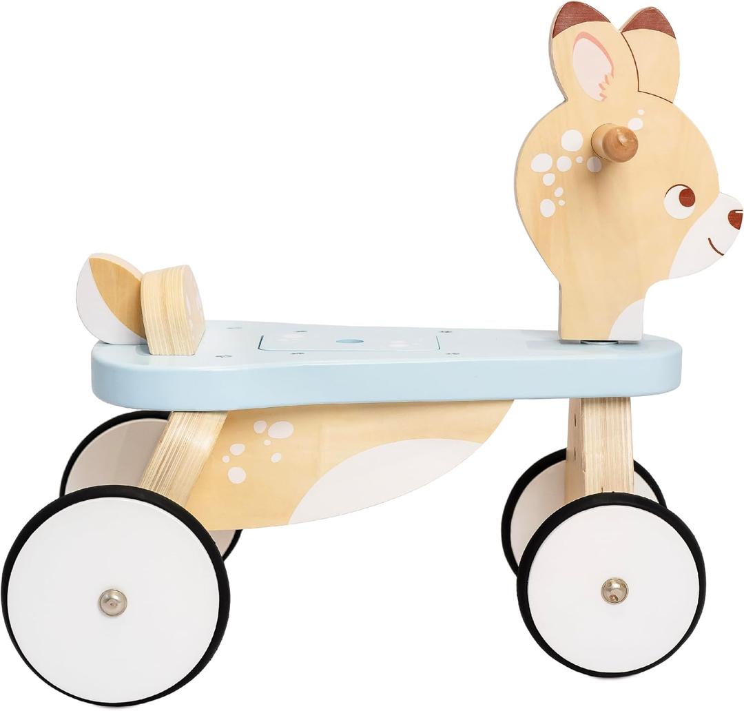 Le Toy Van - Petilou Wooden Ride On Deer Push Along Toy for Toddlers | Suitable for Boy Or Girl 1 Year Old +, Small, Large