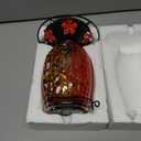 Solar Hummingbird Feeder for Outdoors Hanging Patio Designed 32 Ounces Colorful Hand Blown Glass Hummingbird Feeder 5 Feeding Ports with Perch Never Leak (Red)