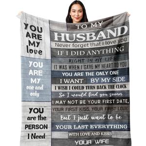 Gifts for Him/Husband/Men,Husband Birthday Gift from Wife,Anniversary Romantic Presents I Love You Gifts Blanket 60x50in (Husband Gift)