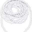 Christmas Wooden Bead Garland Wood Bead Garland Christmas Tree Decorations for Holiday Favors, 12 Feet(White)
