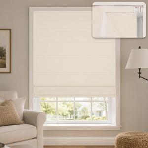 Hestia No Drill Cordless Roman Shades for Windows, Beige, 20" W x 64" H