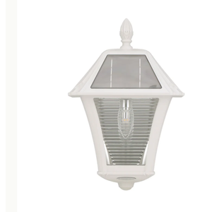 Gama Sonic Solar Outdoor Light Sconce, Baytown II Bulb, Warm-White LED,  White Resin, Classic Traditional Design, Wall Mount, 2-Pack (105BP250040)