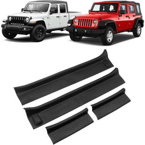 Door Sill Guards Kit Rubber Door Entry Guards Protector for 2018-2024 Wrangler JL JLU Gladiator JT 4 Door Accessories Parts Door Sill Guards Edge, 4PCS
