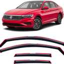 in-Channel Rain Guards for Volkswagen (VW) Jetta 2019-2026, Window Visor Shields Vent Deflector Shade Wind Dark Smoke 2020 2021 2022 2023 2024 2025 19 20 21 22 23 24 25 26, Tape-On Inside-Mount, 4PCS