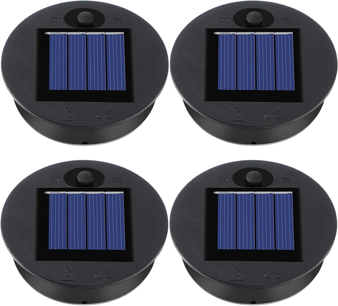4 Pieces Replacement Solar Light Tops Outdoor Hanging Lantern Solar Light Parts Round Waterproof Decorative for Outdoor Hanging Lanterns, Warm(3.35 Inch in Diameter)