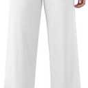 Womens Wide Straight Leg Work Pants Pull On Dress Pants Business Casual Trousers Slacks with Pockets (White, M)