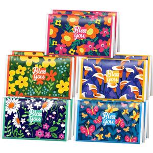 Outus 10 Pack Bless You Travel Pocket Tissues 3 Ply Small Floral Facial Tissues Individual 80 Sheets Christian Bible Verse Gift for Religious Favor Homeless Care Holiday Supplies