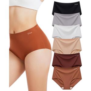Womens Underwear Seamless Full Coverage Breathable Briefs No Show Silky Stretch High Waisted Ladies Panties 6 Pack 3X