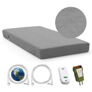 Grounding Fitted Sheet Kit King Size 15" Deep Pocket Earthing Fitted Bottom Sheet + Earthing Product Tester + U.S. Outlet Checker (King - 78"*80"*15", Grey)