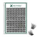 Lash Clusters 144pcs Individual Lashes D Curl 14mm Eyelash Clusters KEYYOU Air Touch Cluster Lashes Super Lightweight Soft Wispy Comfortable Easy DIY at Home(Air01-D-14mm)
