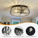 YYJLX 3 Light Flush Mount Ceiling Light Fixtures Modern Crystal Chandelier Black E26 Indoor Lighting for Hallway Bedroom Bathroom Foyer Living Room Dining Room Kitchen., Large