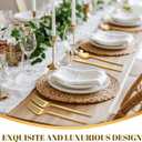 PULOTE 300PCS Gold Plastic Silverware Set Disposable - Heavy Duty Gold Utensils Set - Plastic Cutlery Disposable - Include 100 Knives, 100 Forks, 100 Spoons for Party & Wedding