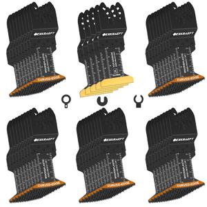 50PCS Curved-Edge Oscillating Tool Blade, Titanium Multitool Blades for Metal, Wood, Plastic, Professional Universal Oscillating Saw Blades Fit Dewalt Milwaukee Ryobi Rockwell Fein