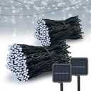 Solar String Lights Outdoor, 2 Pack 79FT 200 LED Waterproof Solar Christmas Lights with 8 Lighting Modes for Tree Yard Garden Party Xmas Decorations (100Cool White)